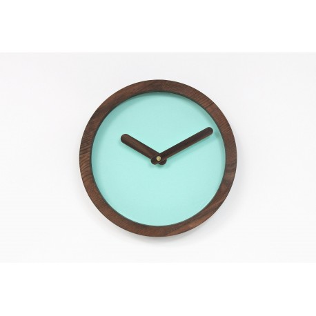 Laikrodis - Medinis Apvalus Laikrodis (Mint Green Dirbtinė Oda)