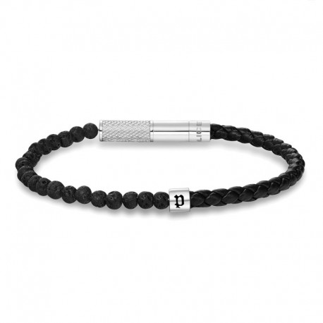 Police Twine Bracelet for Men Stainless Steel with beads and Leather PEAGB0012501